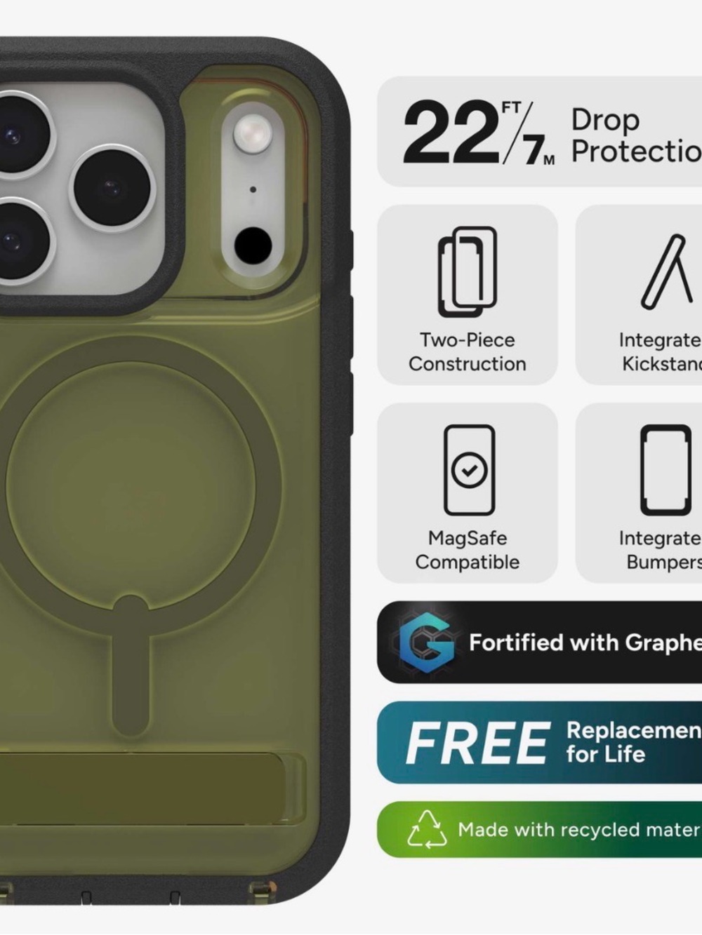 ZAGG Rainier Ultimate Protection Kickstand Case For iPhone 17 PRO Max Black NIP